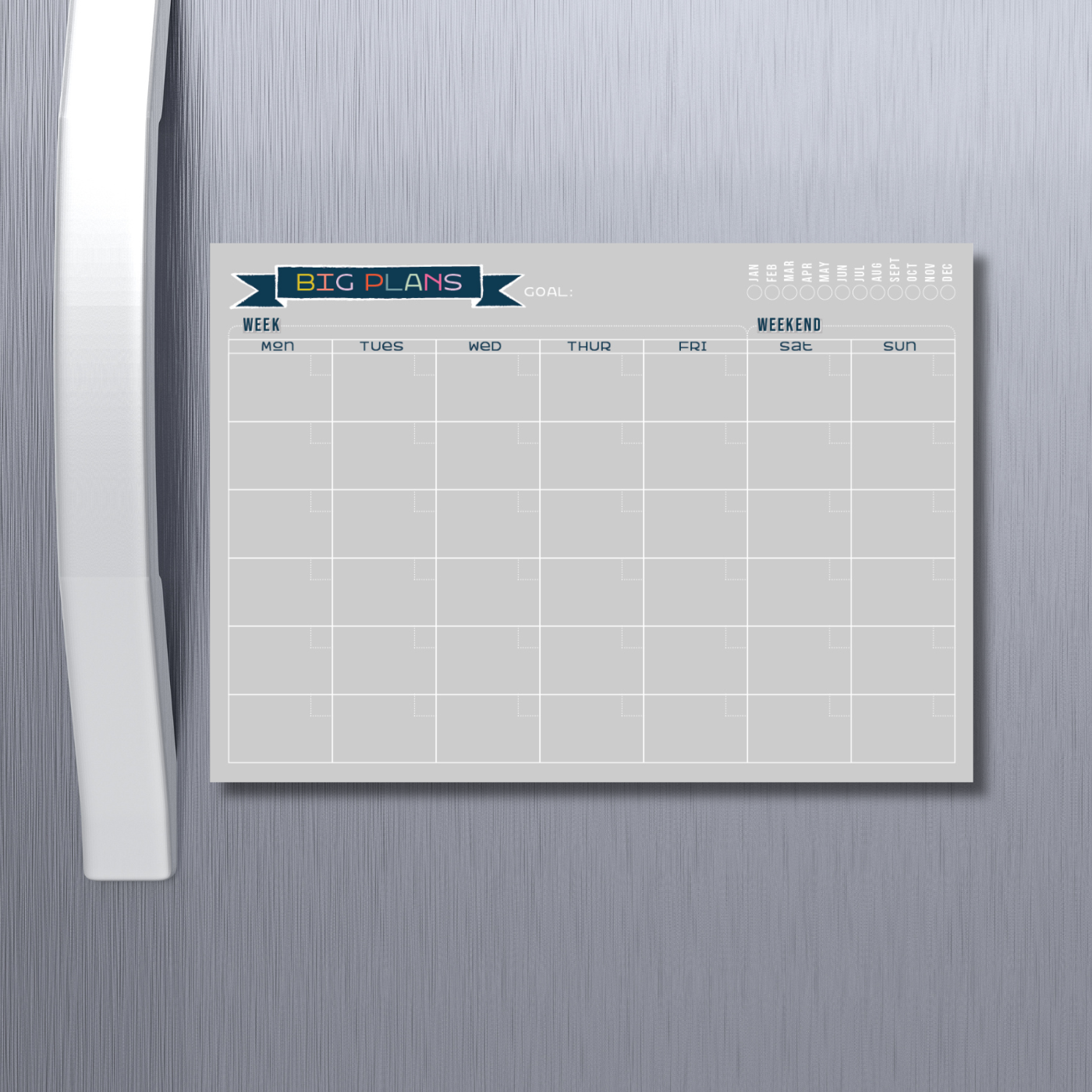 Monthly magnetic planner grey