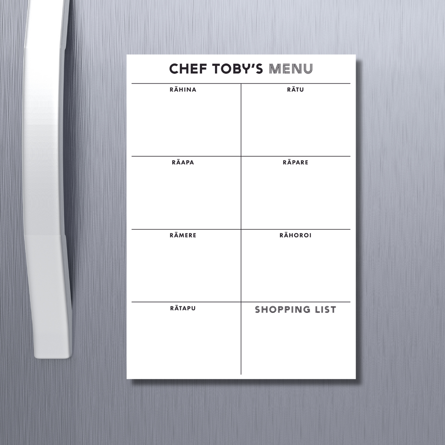 Magnetic portrait Meal Planner Monochrome Custom Reo