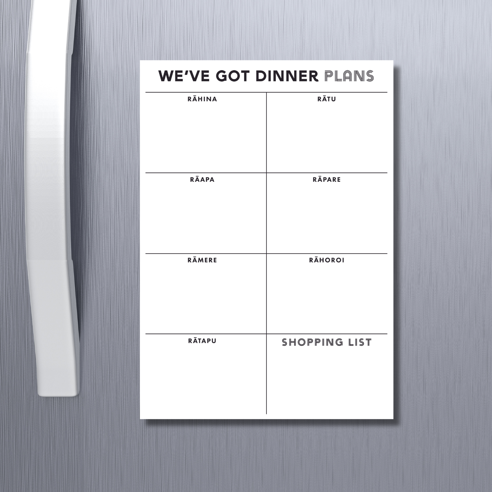 Magnetic portrait Meal Planner Monochrome Reo