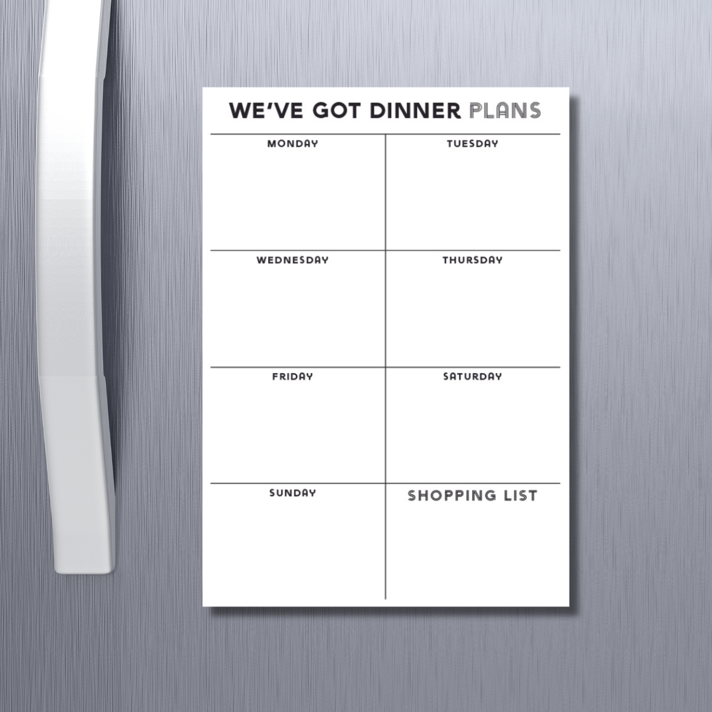 Magnetic portrait Meal Planner Monochrome