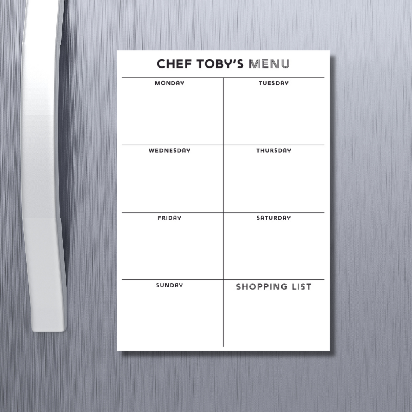 Magnetic portrait Meal Planner Monochrome custom