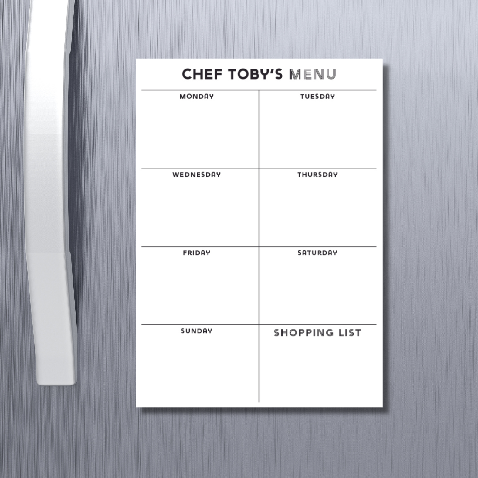 Magnetic portrait Meal Planner Monochrome custom