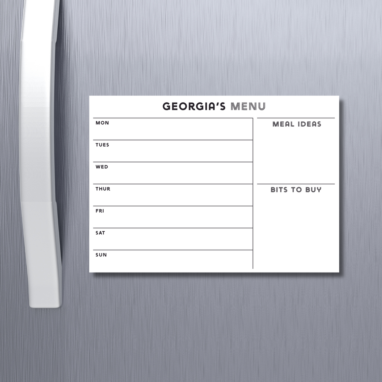 Meal Planner Landscape Monochrome Customisable