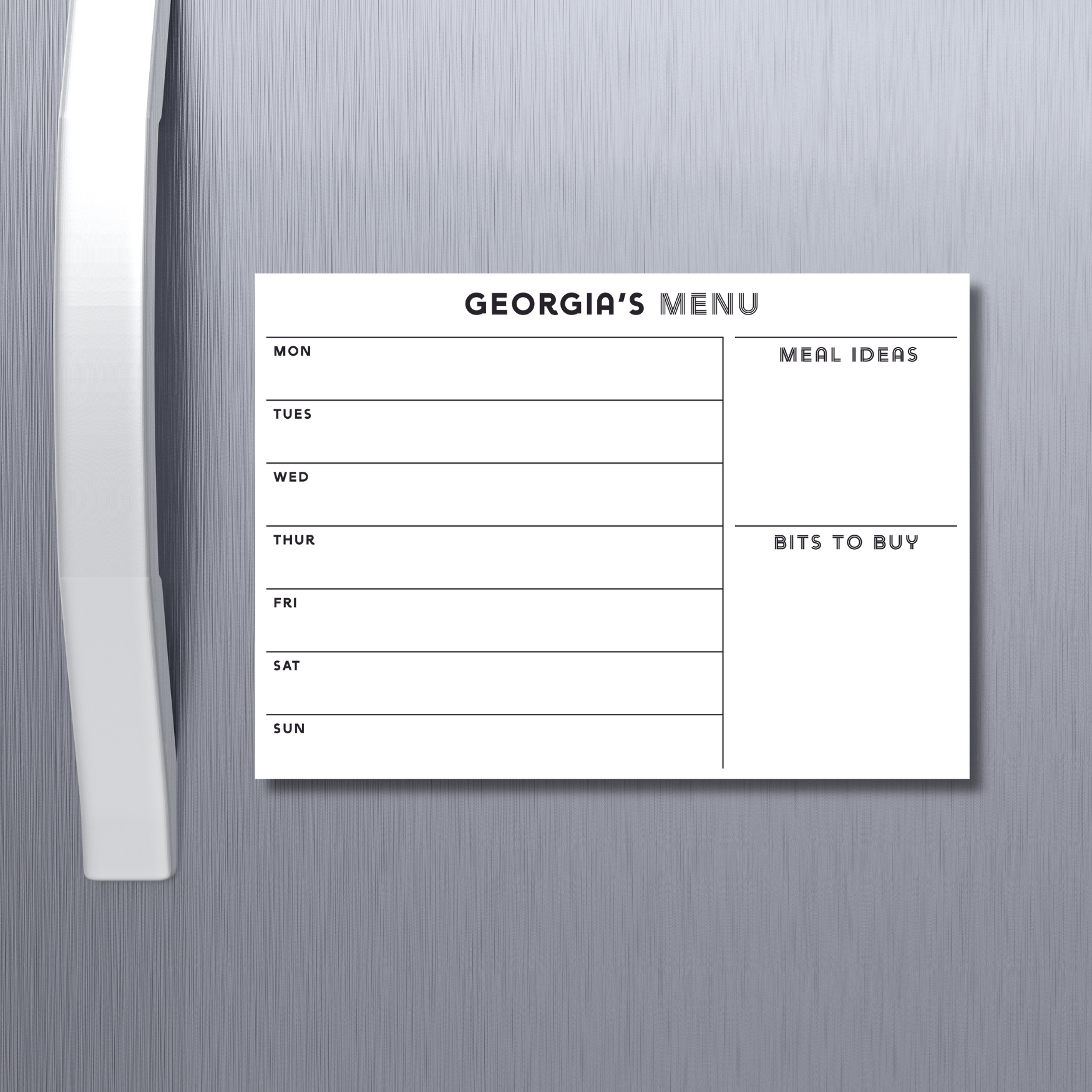 Meal Planner Landscape Monochrome Customisable