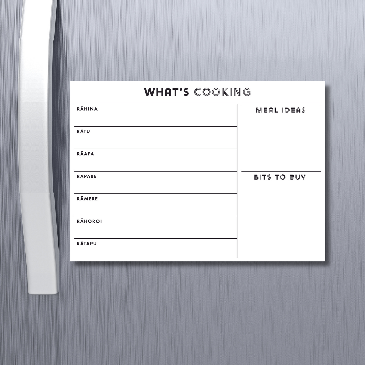 Meal Planner Landscape Monochrome Te Reo