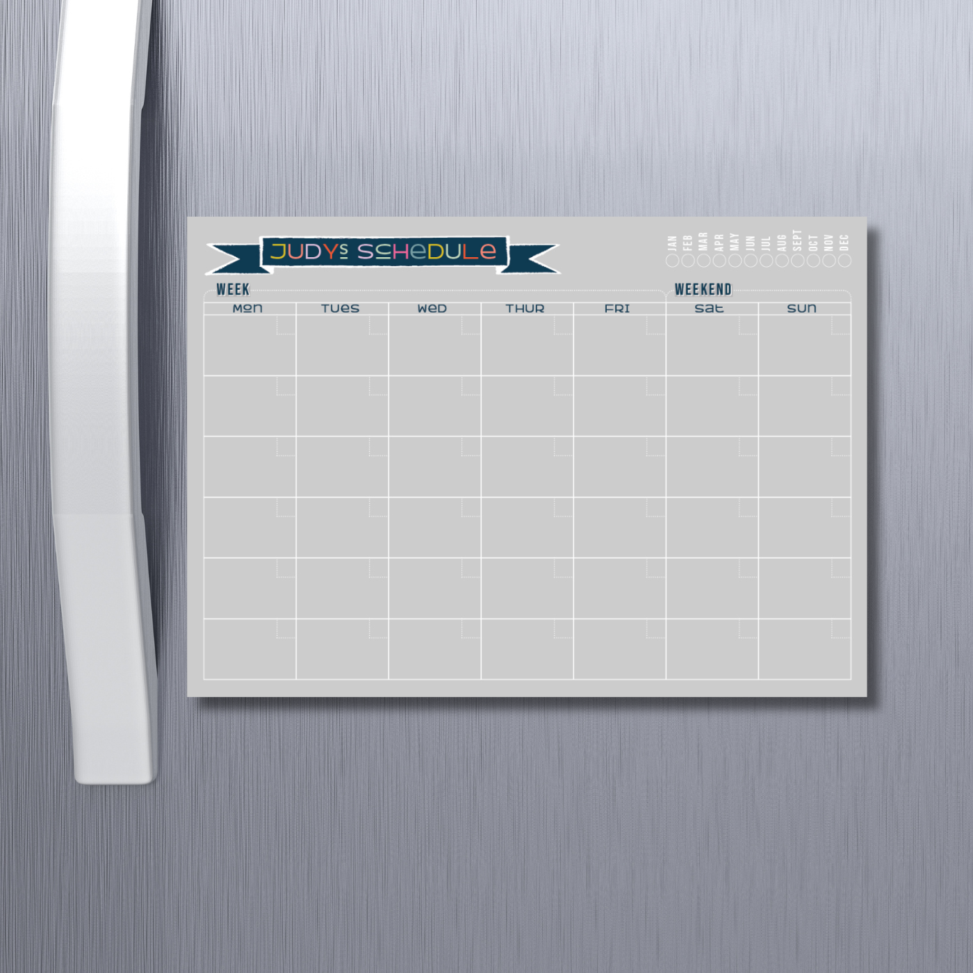 Monthly magnetic planner grey custom