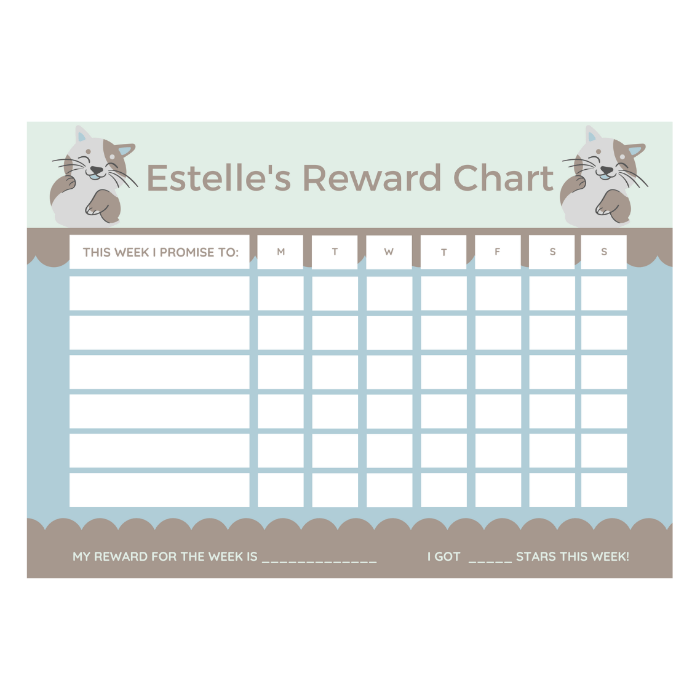 magnetic chore chart blue cat