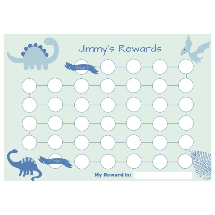 dinosaur kids reward chart green