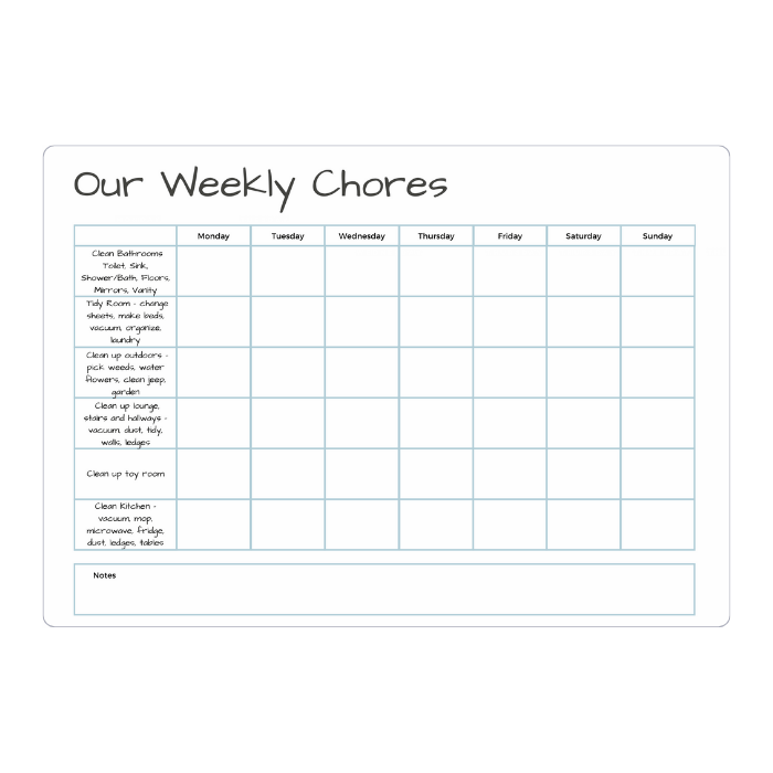 Magnetic family job chart blue