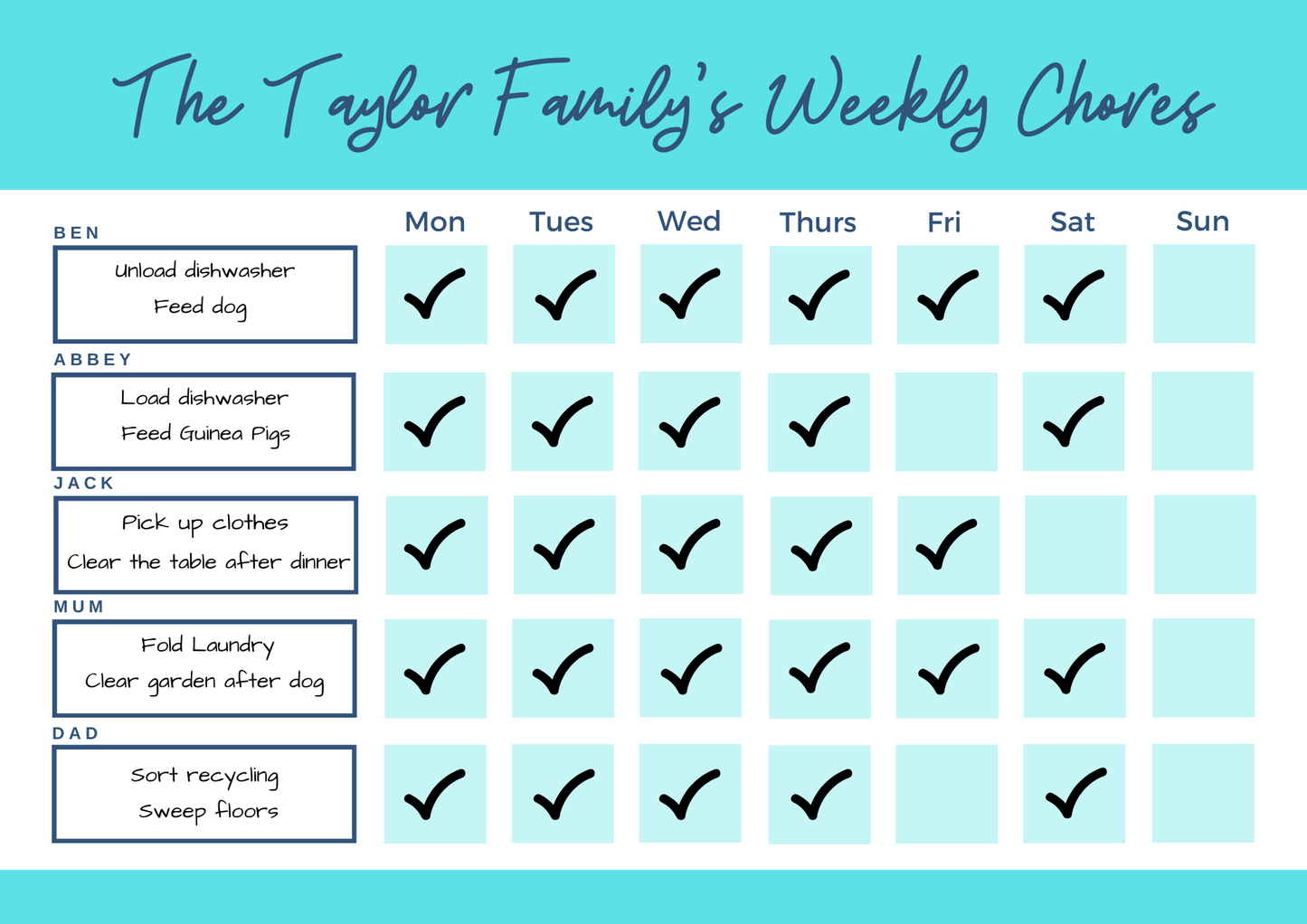 Family Chore Chart Option B - Magnapix-