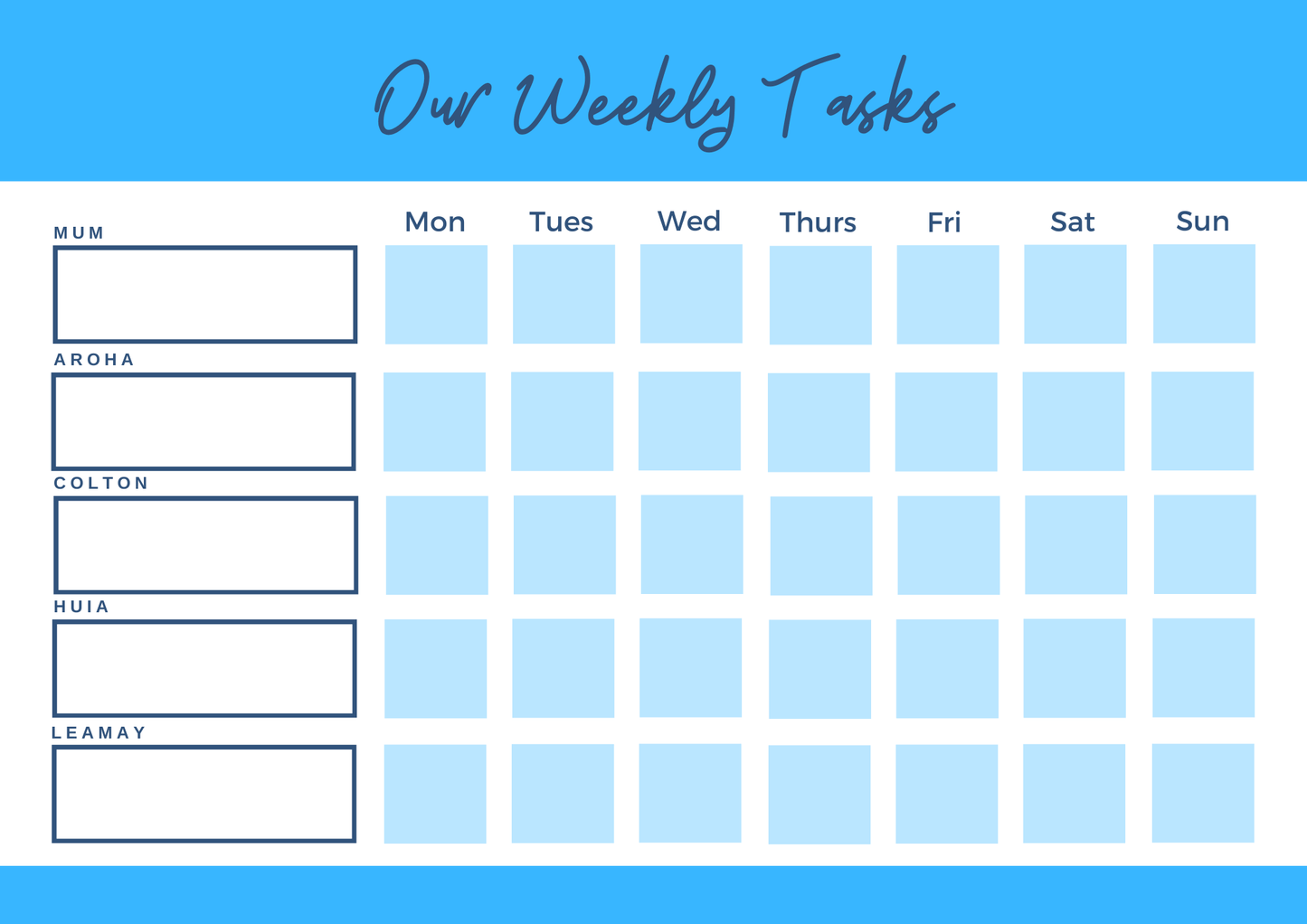 Family Chore Chart Option B - Magnapix- 08FCOB