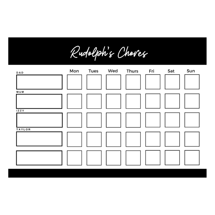 Family Chore Chart Option B - Magnapix- 08FCOB