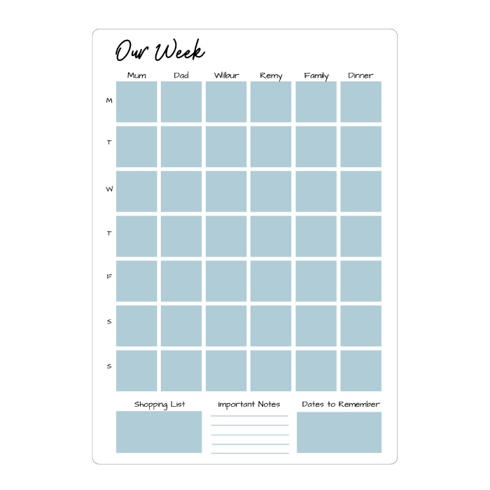 family organiser whiteboard