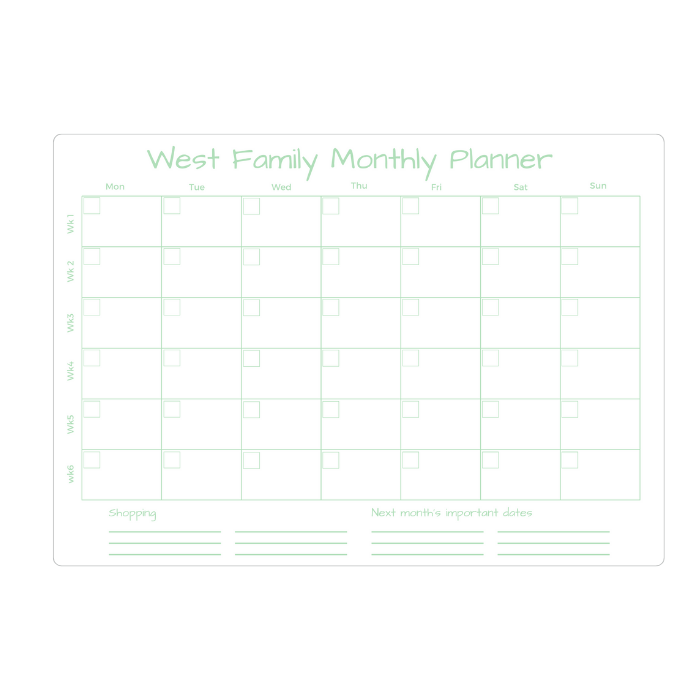 Monthly Planner Green