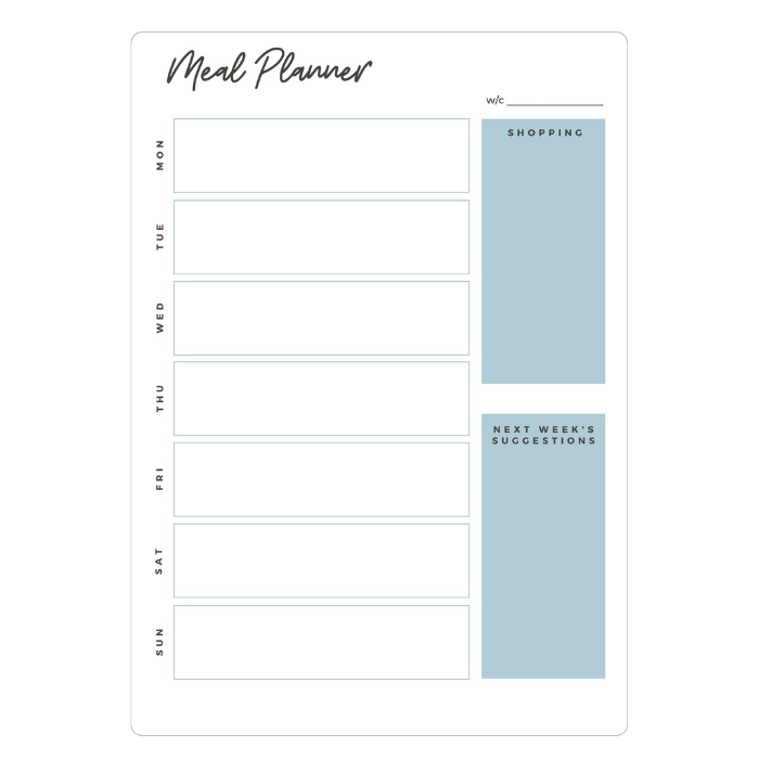 magnetic meal planner blue