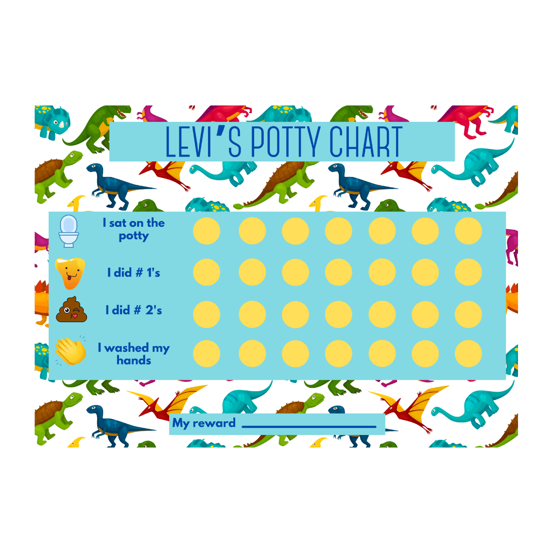 Potty training reward chart dinosaur