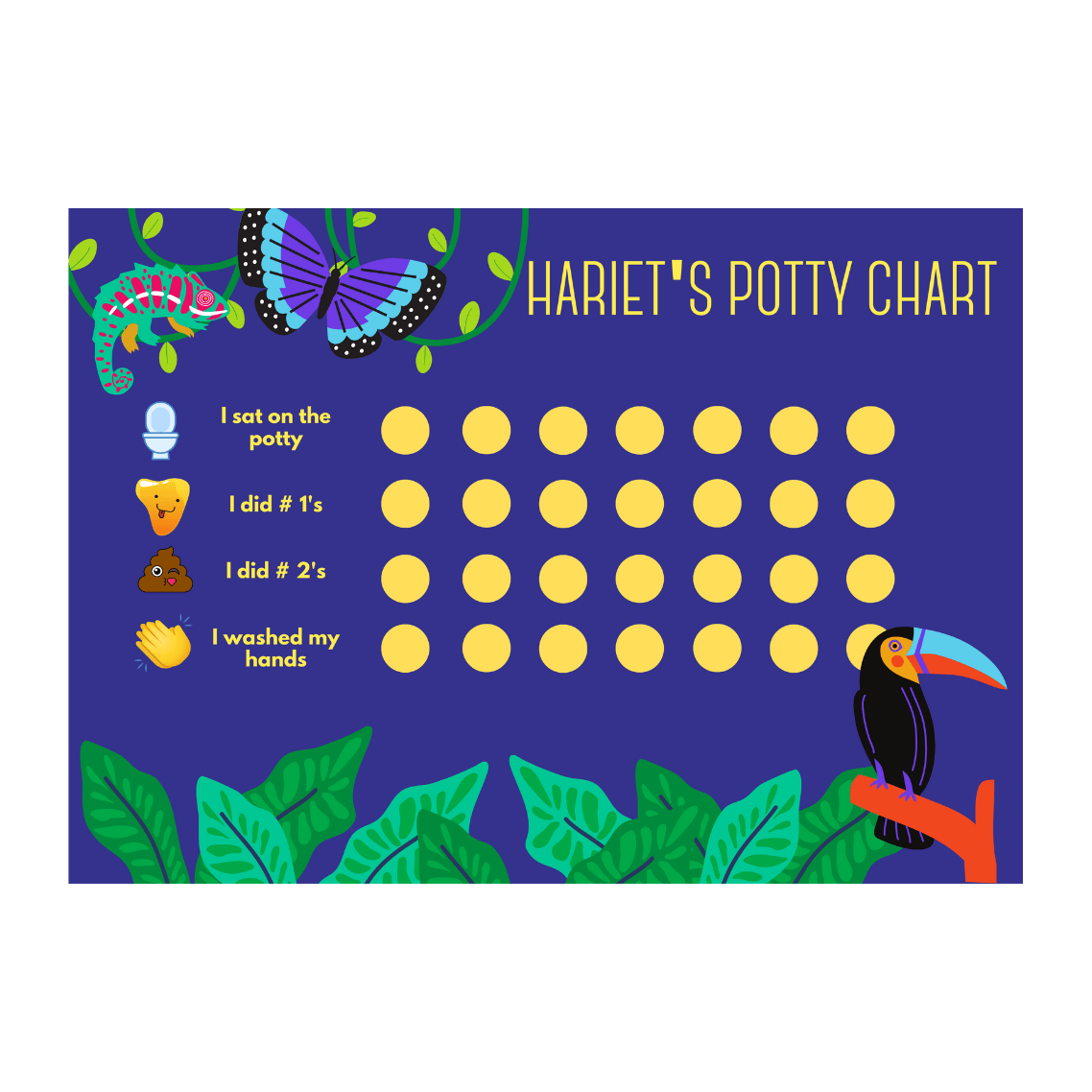 Potty training reward chart toucan