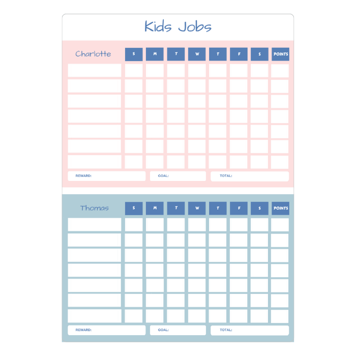 sibling reward chart pink blue