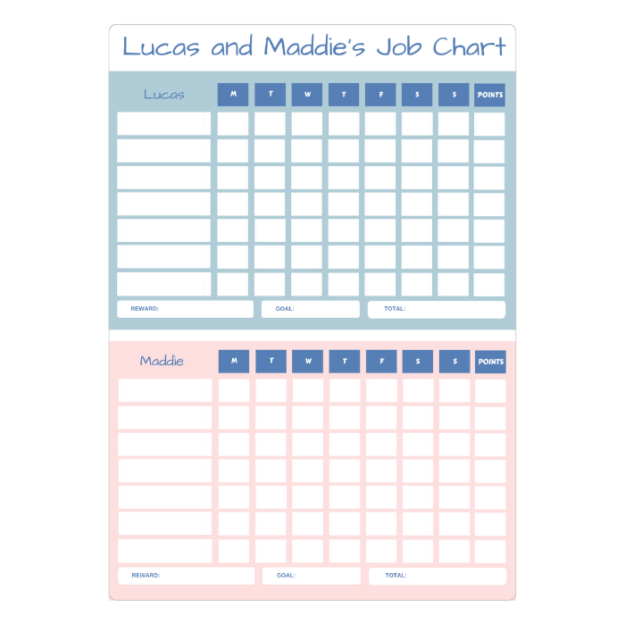 sibling reward chart blue pink
