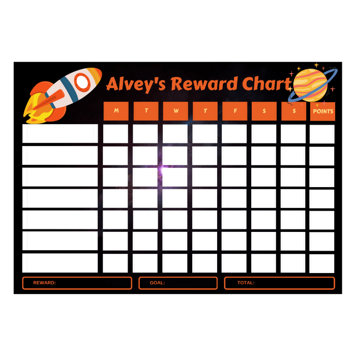 space reward chart orange rocket