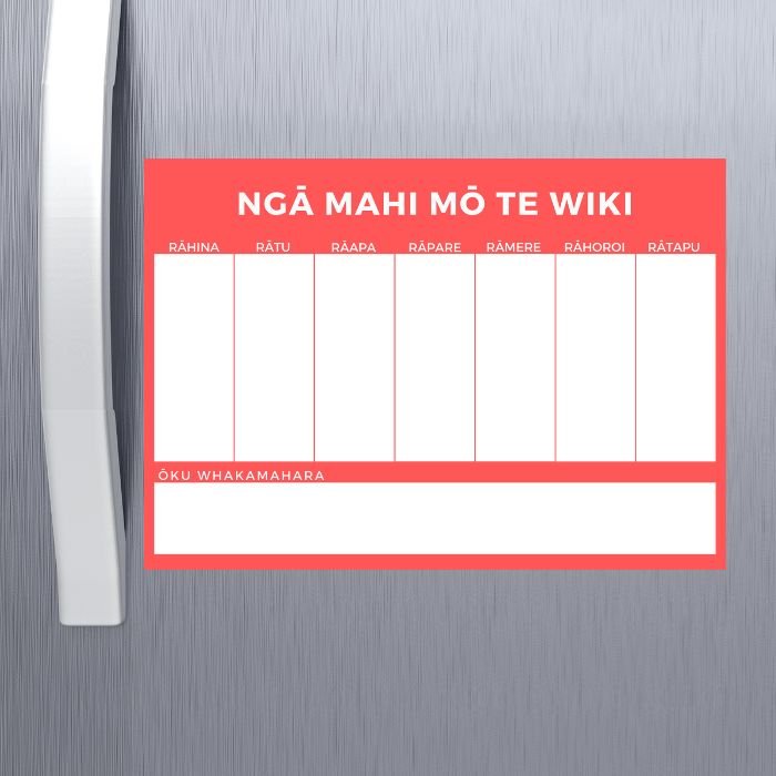 Te Reo Weekly Planner Red 