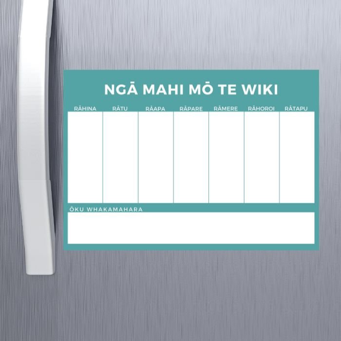 Te Reo Weekly Planner teal