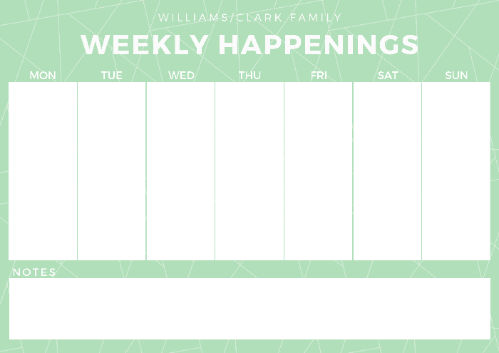 magnetic weekly planner green geo