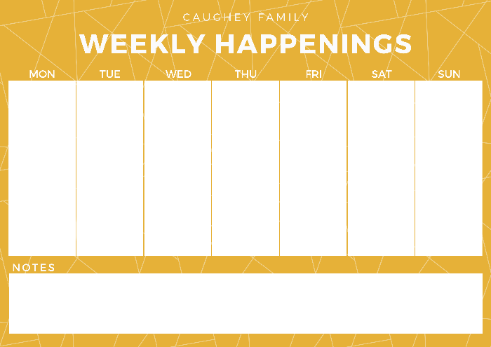 magnetic weekly planner mustard geo