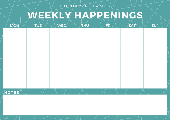 magnetic weekly planner teal geo