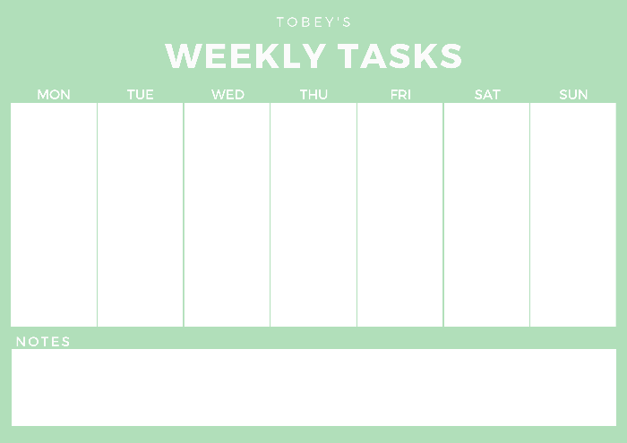 magnetic weekly planner green