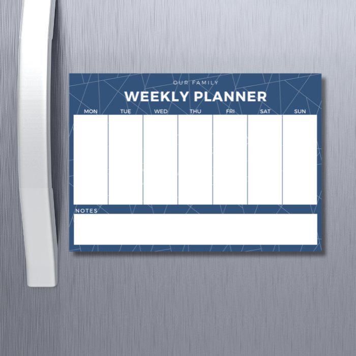 magnetic weekly planner blue geo
