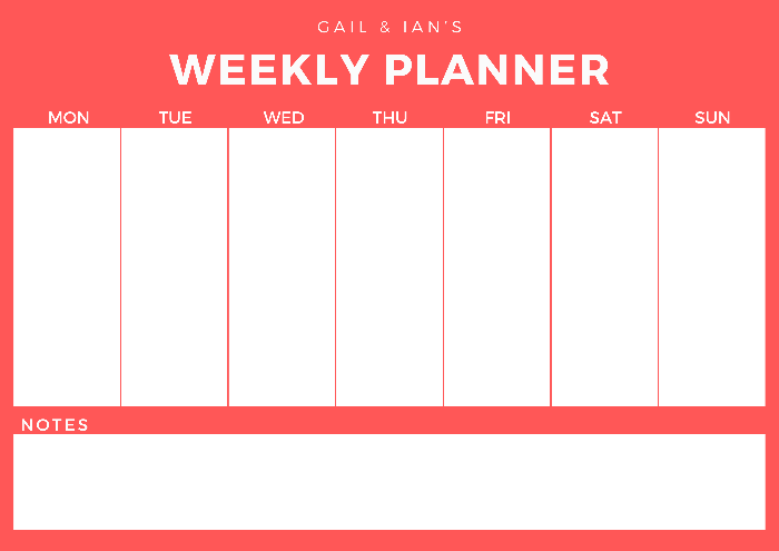 magnetic weekly planner red