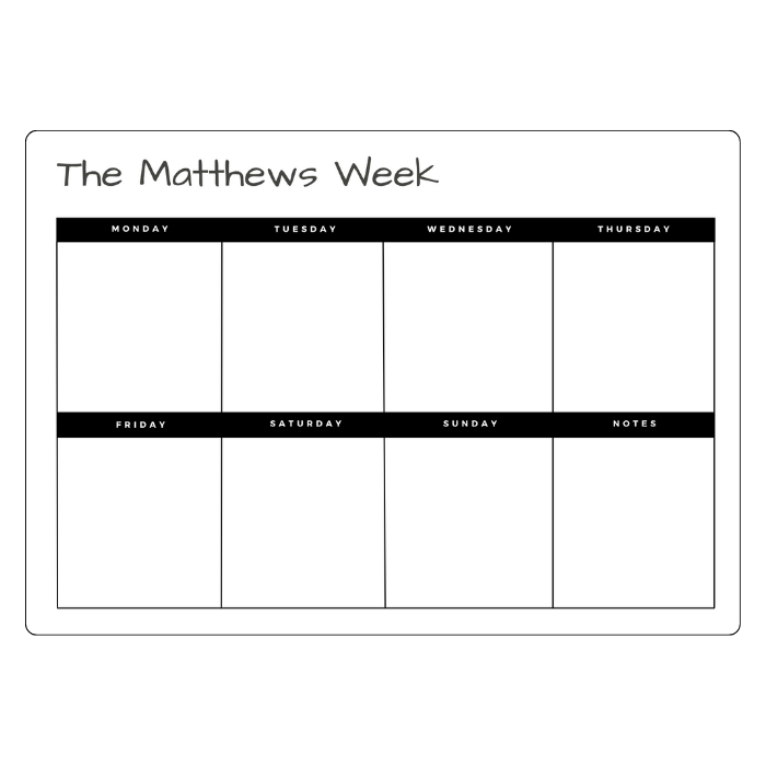 magnetic weekly planner black