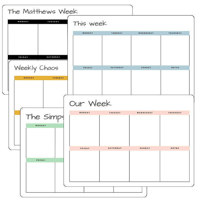 magnetic weekly planner pastel