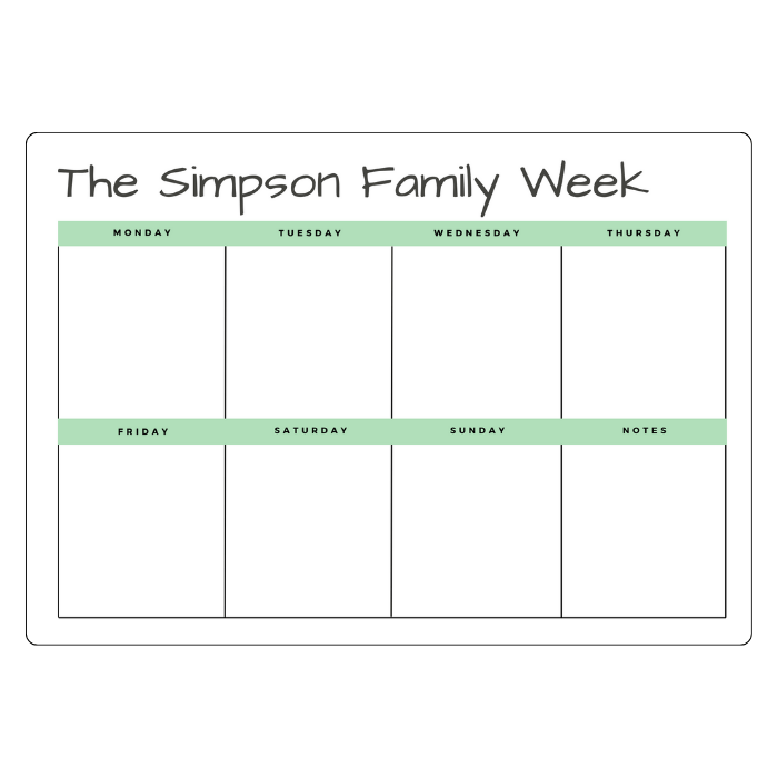 magnetic weekly planner green