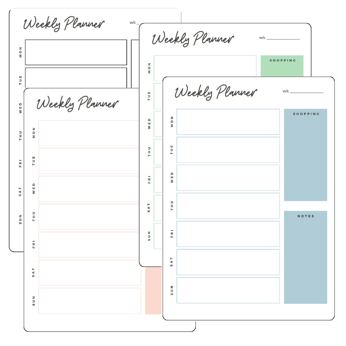 pastel weekly planner portrait