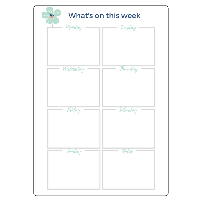 weekly planner portrait aqua