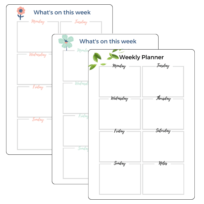 weekly planner portrait