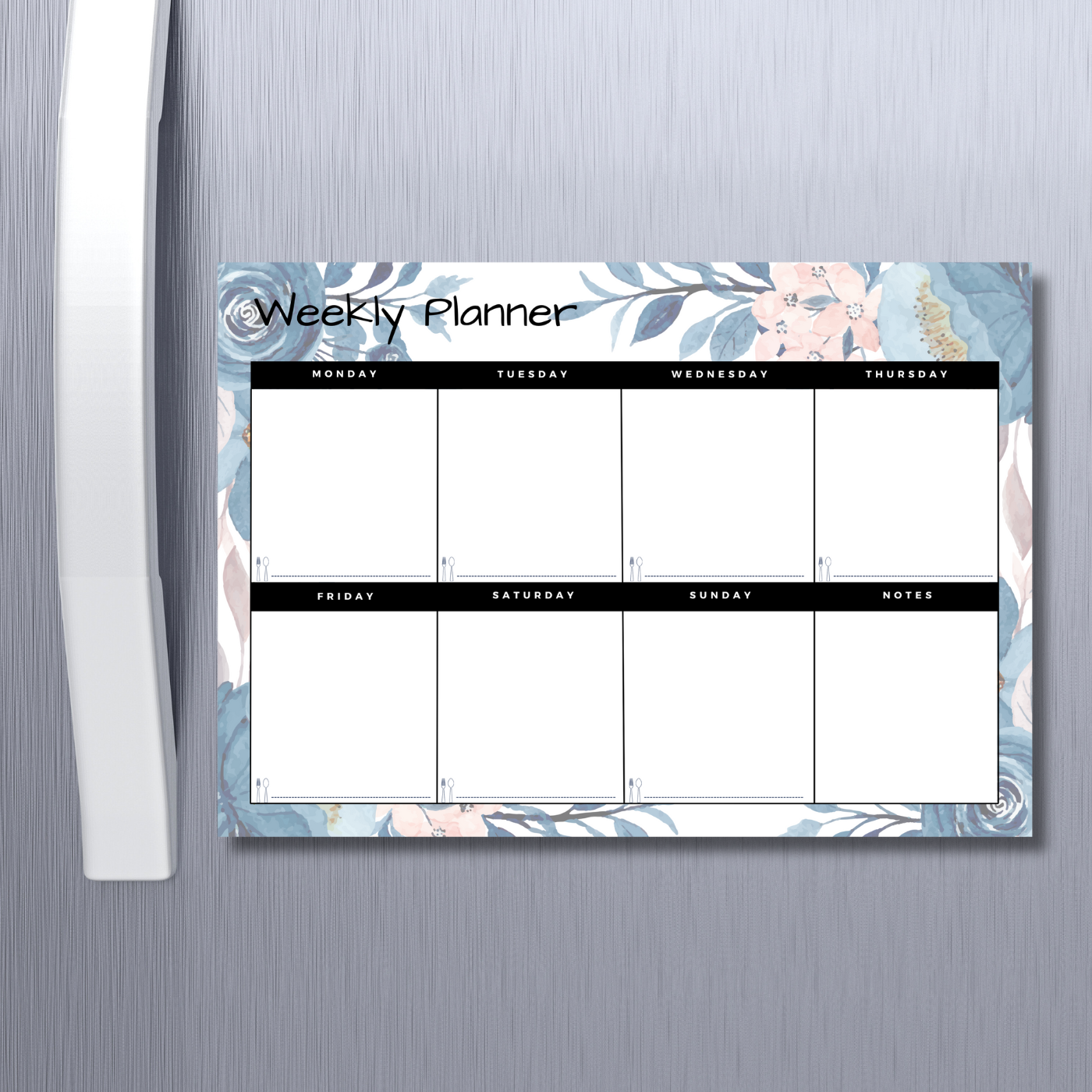 Blue floral weekly planner