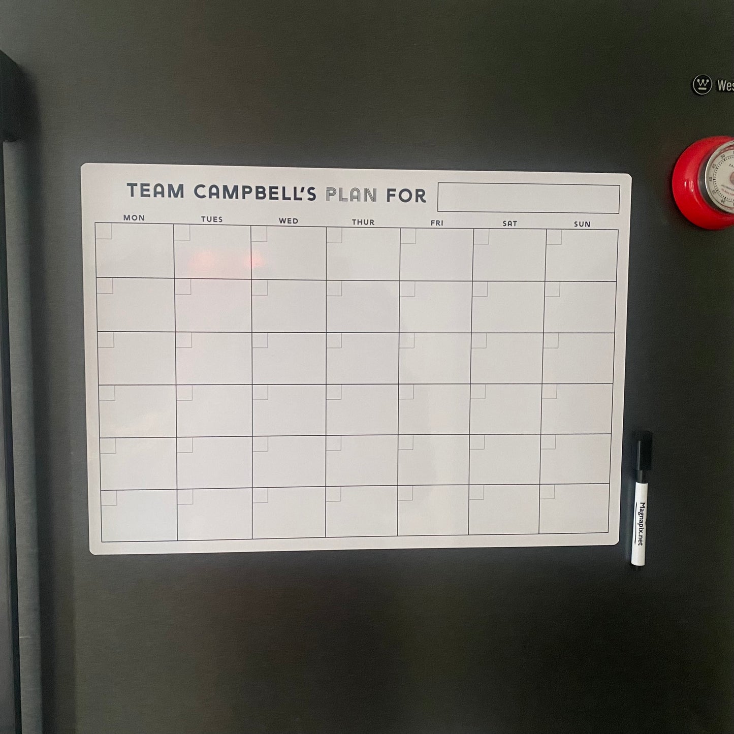 Monthly Magnetic Whiteboard planner customised