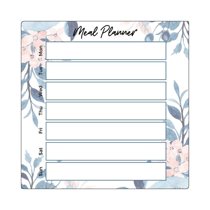 mini magnetic meal planner blue floral