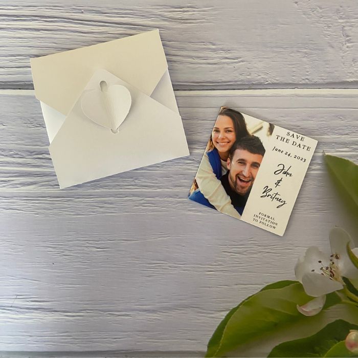 Save the date magnet portrait with envelope