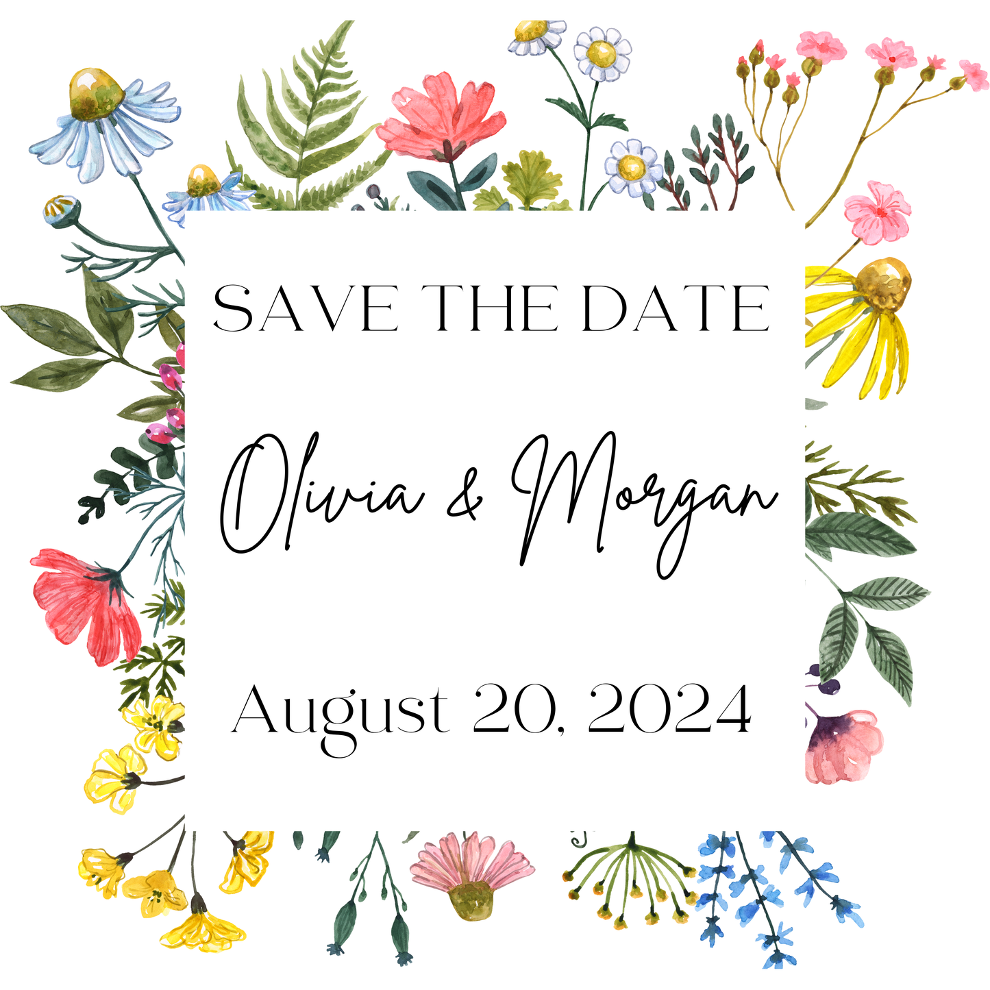 Save the date magnet floral