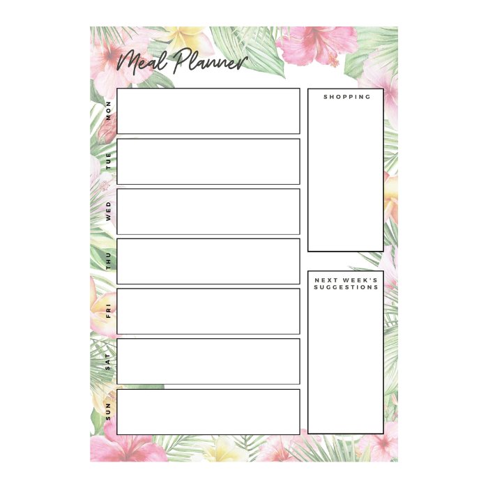 magnetic meal planner hibiscus