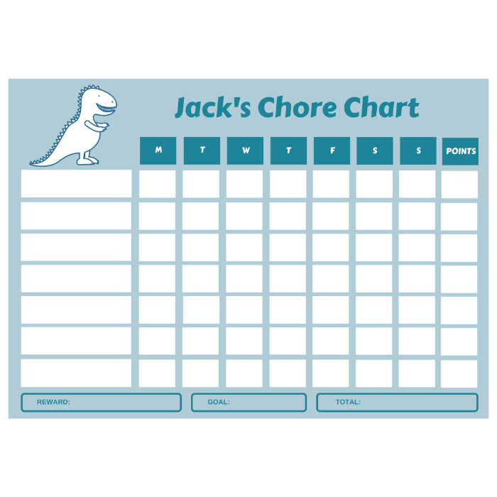 Magnetic dinosaur chore chart Blue