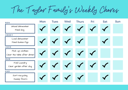 Family Chore Chart Option B - Magnapix-