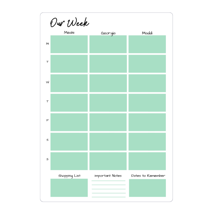 A5 Petite Weekly Planner Magnet Whiteboard – Family Office Schedule Reminder, 2 Pens, Purple & Green