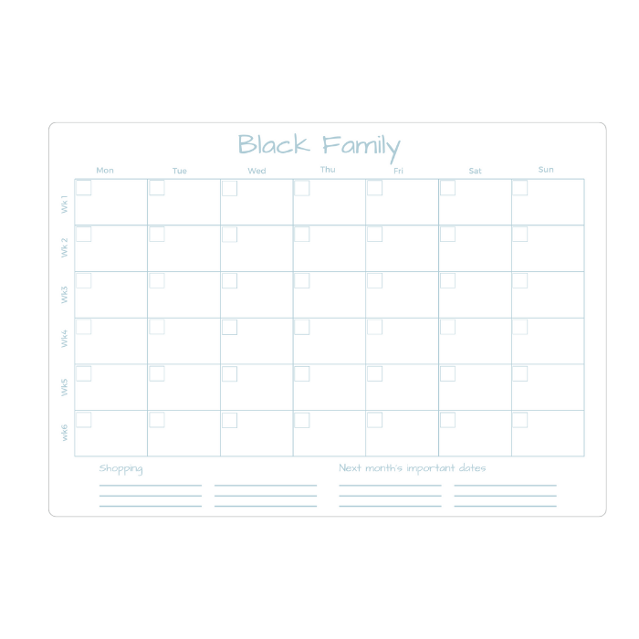 Monthly Planner Blue