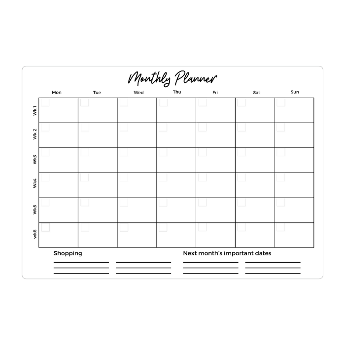 Monthly magnetic planner black