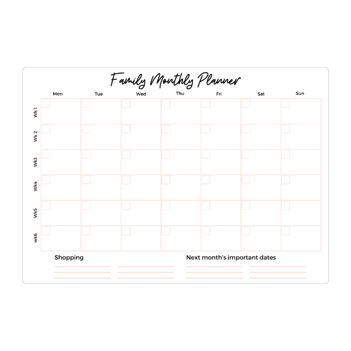 Monthly magnetic planner pink custom